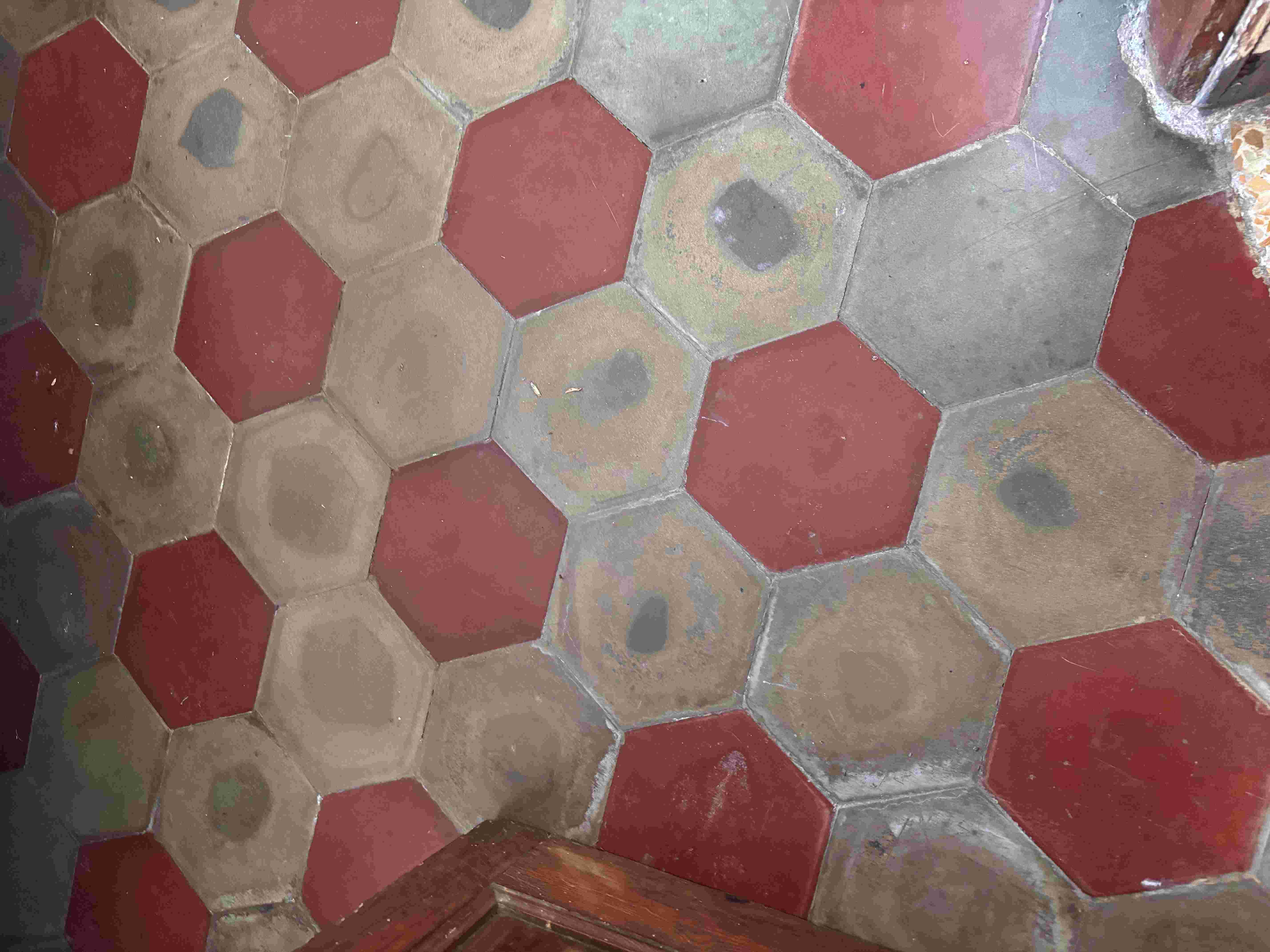 Original hexagonal cotto floor tiles — heritage recovery
